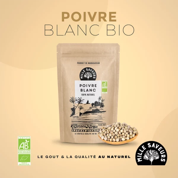 Poivre blanc entier bio - 50 g