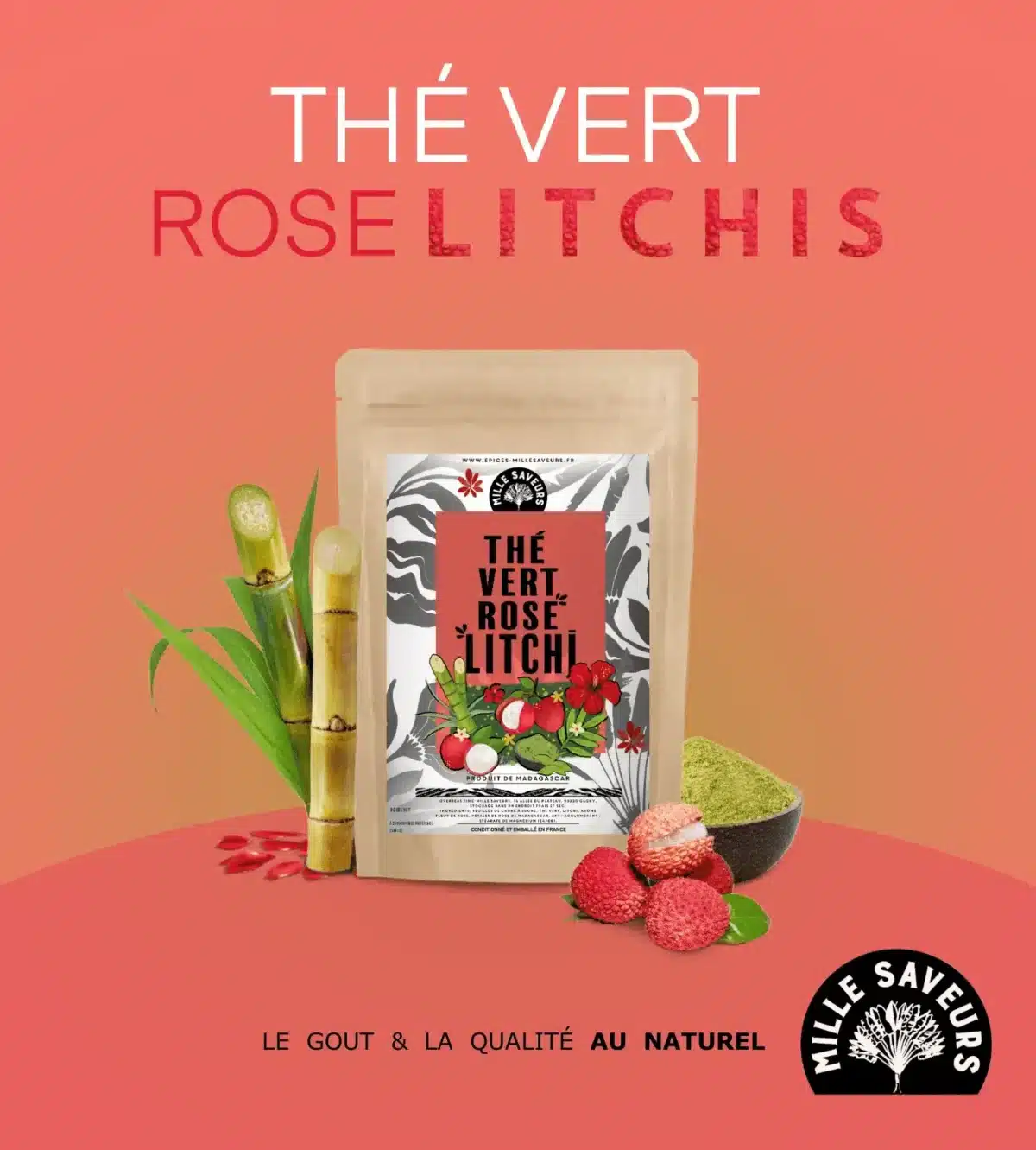 Thé vert Rose Litchis - 100g