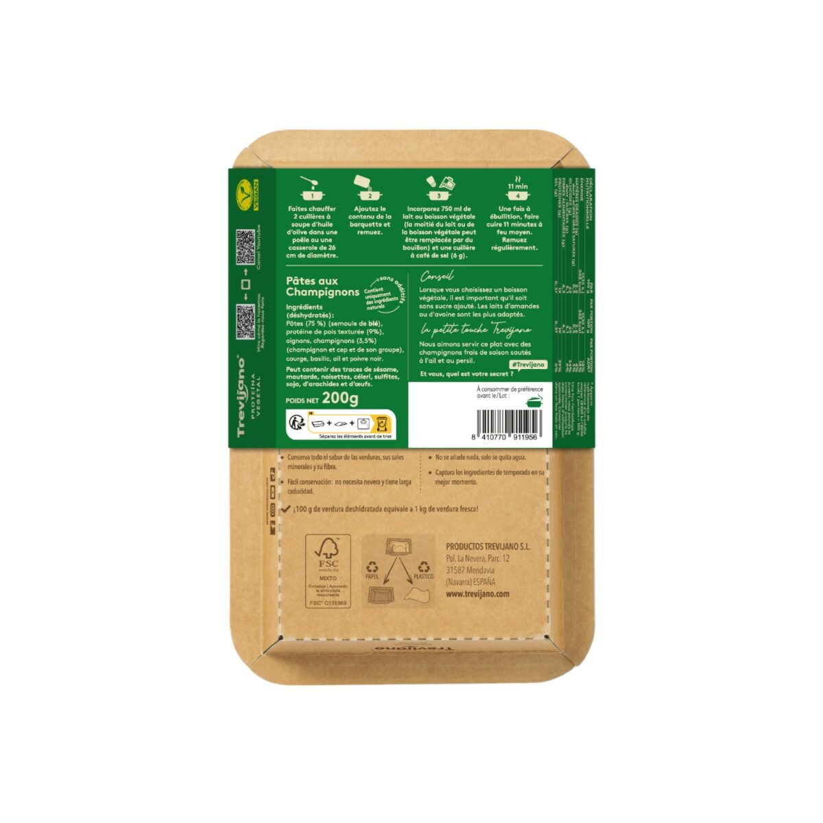 Pâtes aux champignons et protéines végétales - 200g – Image 2